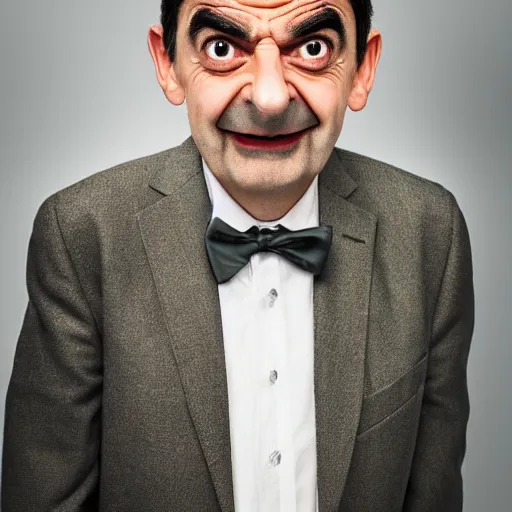 Image similar to A portrait mr bean teams up with a teenage mr bean, perfect faces, 50 mm, award winning photography