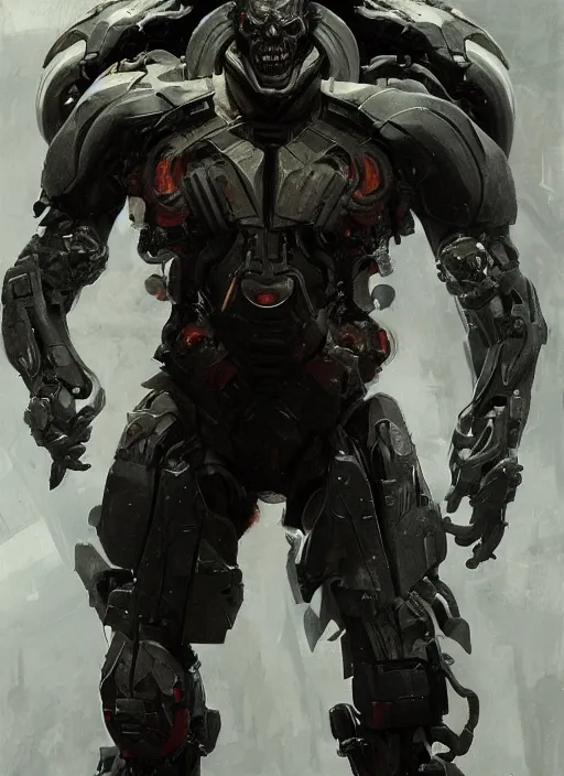 Image similar to willem dafoe as victor stone, full body concept, cyborg, borg, strogg, face of a man, terminator, flesh, quake strogg, doom demon, wolfenstein, monstrous, symmetry, symmetrical, concept art by ruan jia and greg rutkowski