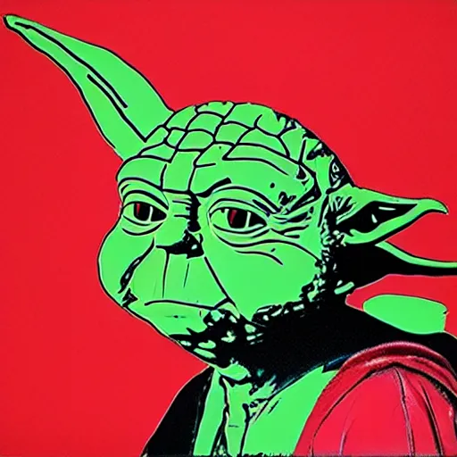 Image similar to yoda in the style of andy warhol, pop art, trending on art station