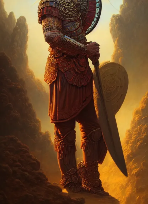 Prompt: roman centurion, in the style of tomasz alen kopera and fenghua zhong and peter mohrbacher and zdzislaw beksinski, mystical colors, rim light, beautiful lighting, 8 k, stunning scene, raytracing, octane render, trending on artstation