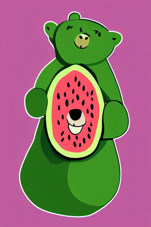 Image similar to Bear holding a watermelon, sticker, colorful, illustration, highly detailed, simple, smooth and clean vector curves, no jagged lines, vector art, smooth