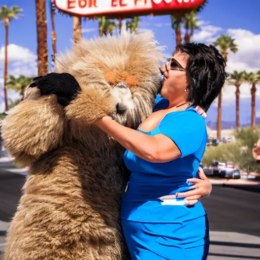 Image similar to LAS VEGAS, NV JUNE 7 2024: Fluffy gigantic creature demands a hug.