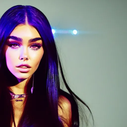 Image similar to madison beer a an intergalactic popstar dancing on a planet, render, blender render, unity render, 4 k wallpaper, art station trending, artstation 4 k coherent, coherent, 4 k, detailed, hyperdetailed, artifact - free, completely coherent, sharp, madison beer