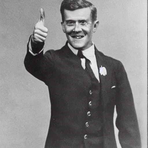 Image similar to photograph of wilson giving a big thumbs up to the camera