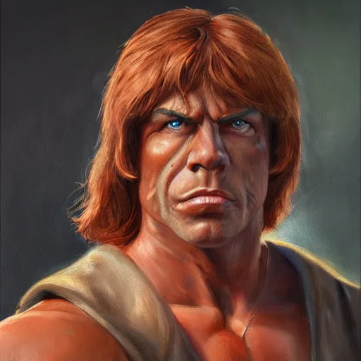 Prompt: portrait painting of he - man, art by kenne gregoire, 4 k,, highly detailed, epic lighting