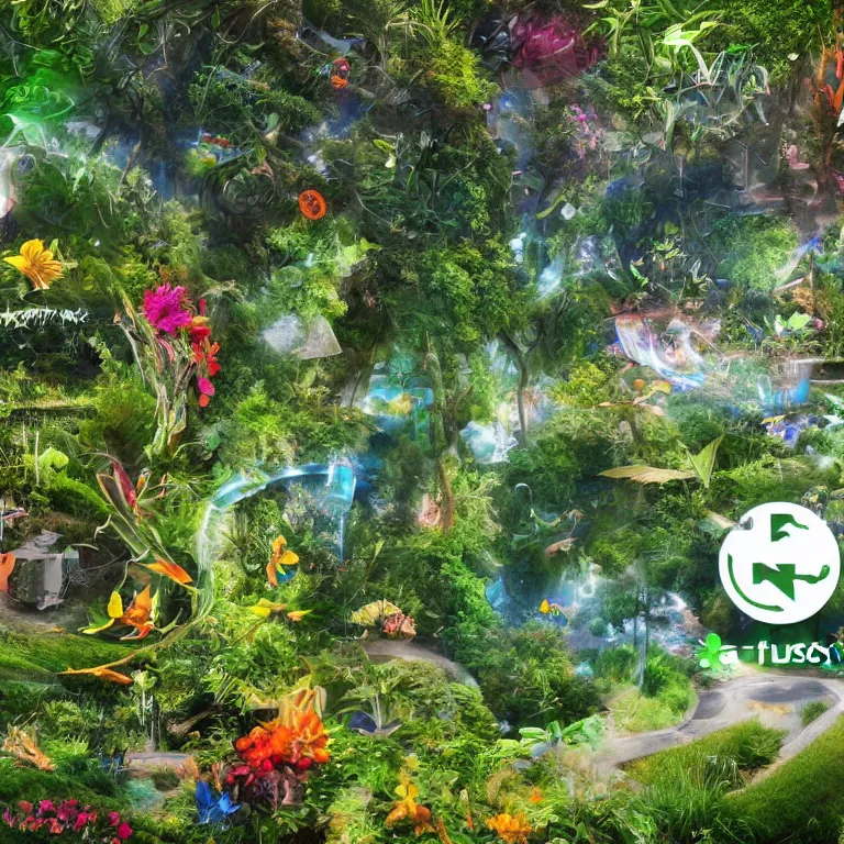 Image similar to metaverse of the future with nature and plants, everyday life in the metaverse, augmented reality, fantastic reality, fantastic art