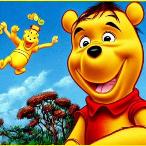 Image similar to nic cage in winnie the pooh, disney,