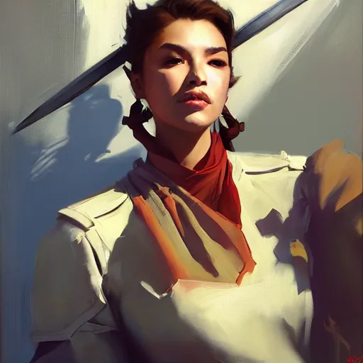 Image similar to greg manchess portrait people throwing swords, profile picture, organic painting, sunny day, matte painting, bold shapes, hard edges, street art, trending on artstation, by huang guangjian, gil elvgren, ruan jia, randy vargas, greg rutkowski