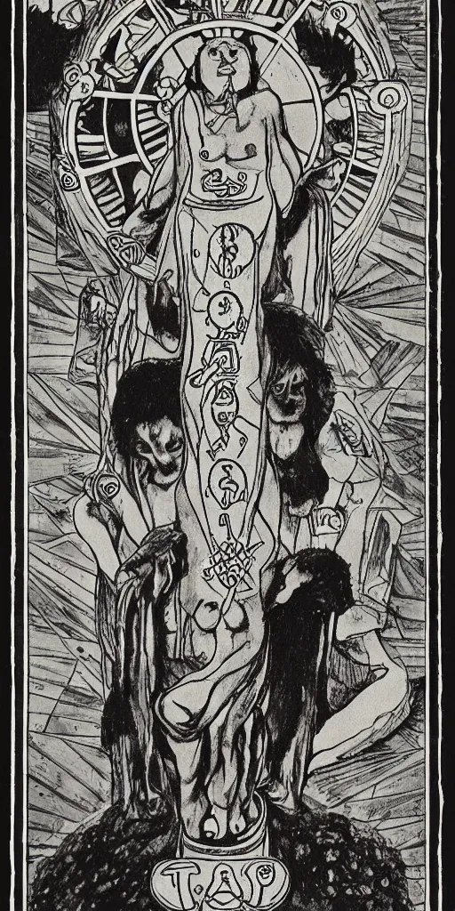 Image similar to the wheel of fortune tarot card by austin osman spare