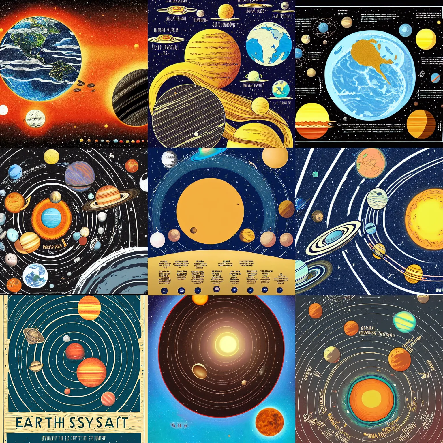 Prompt: earth solar system, detailed illustration by tim doyle