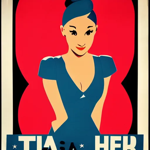 Image similar to propaganda posters of ariana grande the style of the united states 1 9 4 0's recruitment posters, red prohibitive circle around her head, 4 k