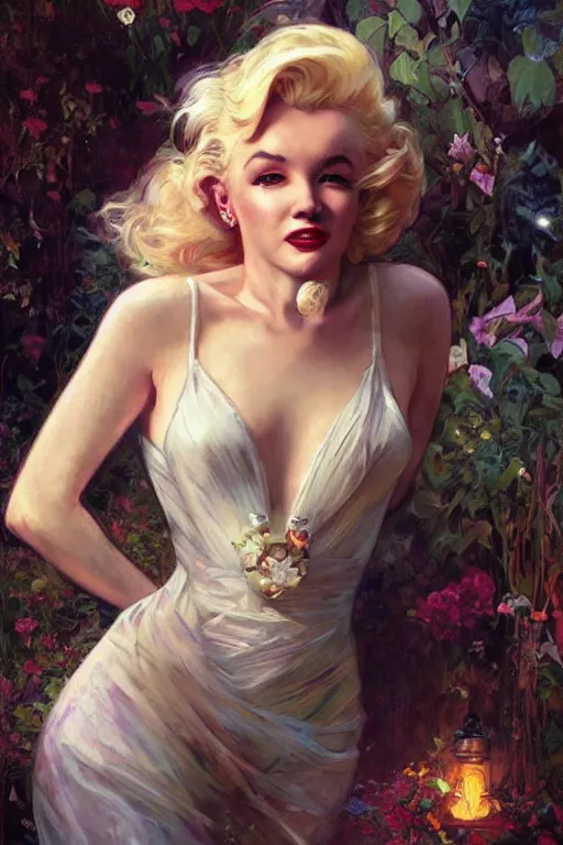 Image similar to Marilyn Monroe portrait, fantasy, elegant, intricate, by Stanley Artgerm Lau, greg rutkowski, thomas kindkade, alphonse mucha, loish, norman Rockwell