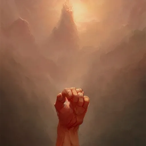 Image similar to god's middle finger, by greg rutkowski, trending on artstation