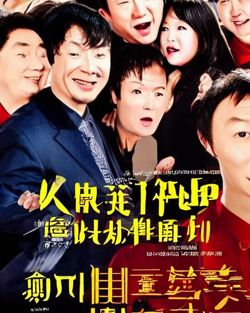 Image similar to Poster for a Chinese comedy movie about a pregnant man