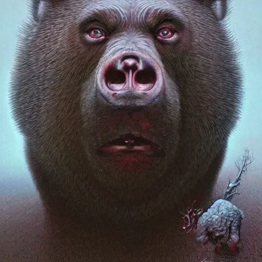 Image similar to Manbearpig is half man half bear half pig I'm super cereal beautiful stunning portrait by wayne barlowe