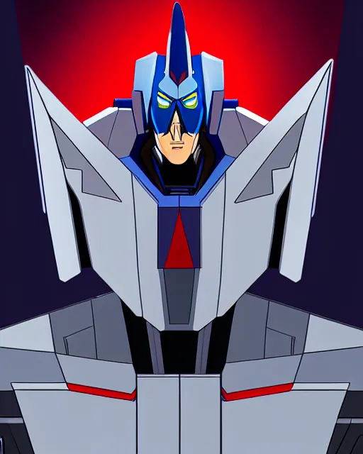 Image similar to a portrait of starscream, in the style of transformers ( 1 9 8 4 ), animated cartoon series, sharp details, toei animation studio, 5 k.