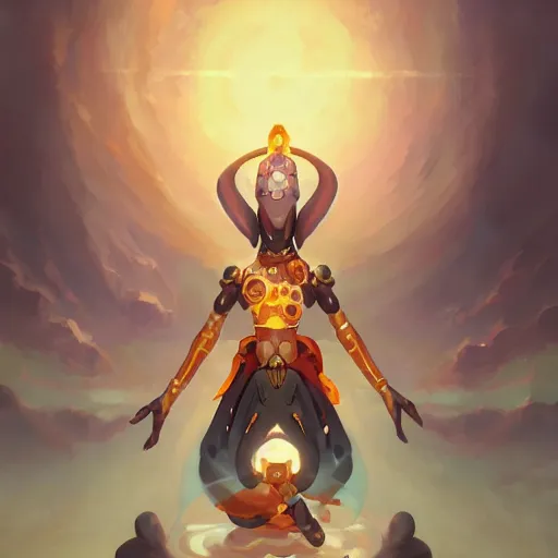 Image similar to zenyatta by pete mohrbacher and guweiz and josan gonzalez, graphic novel, artstation, deviantart, pinterest, 4 k uhd image