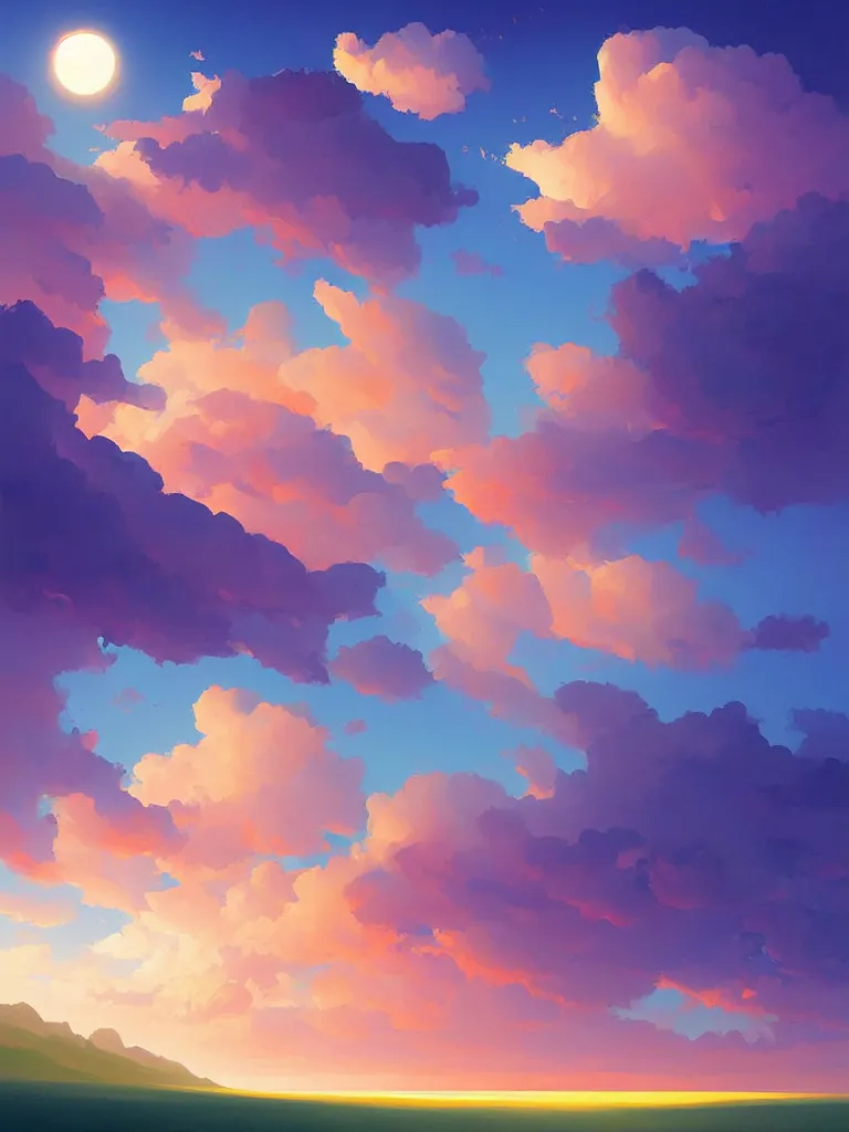 Prompt: serene candy color whispy sky, Digital Matte Illustration by RHADS and asher brown durand