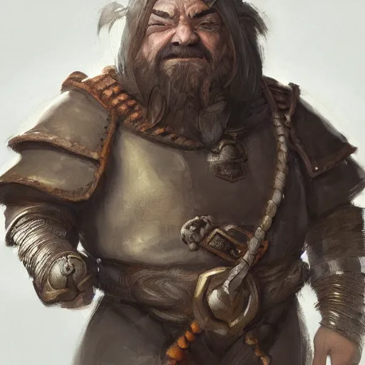 Prompt: a detailed portrait of a dwarf monk dressed with a leather armor, by justin gerard and greg rutkowski, digital art, realistic painting, dnd, character design, trending on artstation