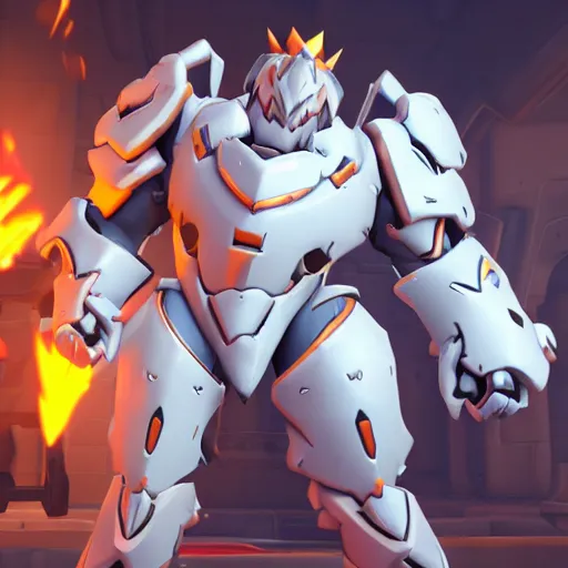 Image similar to in-game screenshot of Reinhardt from Overwatch wearing a suit of armor made from marshmallows