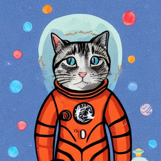 Image similar to cat illustartion cat wearing a space suit