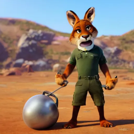 Prompt: a film still from the movie zootopia main character portrait anthro anthropomorphic mountain lion head animal person fursona wearing gym shorts at the gym working out pixar disney dreamworks animation sharp rendered in unreal engine 5 octane key art by greg rutkowski bloom dramatic lighting modeling expert masterpiece render