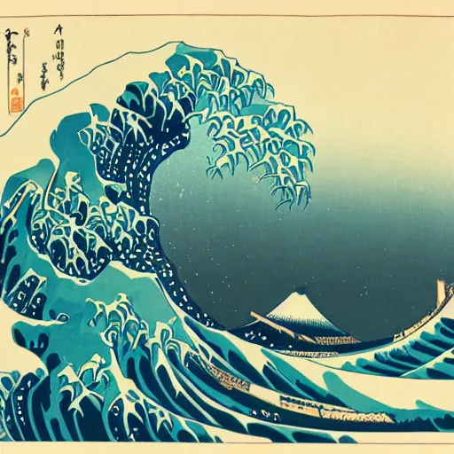generative abstract art by katsushika hokusai