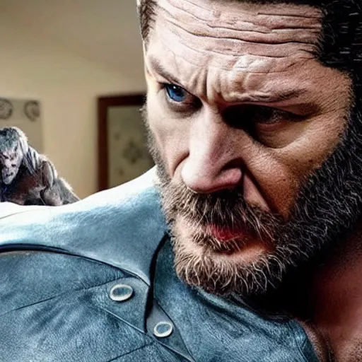 Image similar to tom hardy as wolverine 4 k detailed super realistic