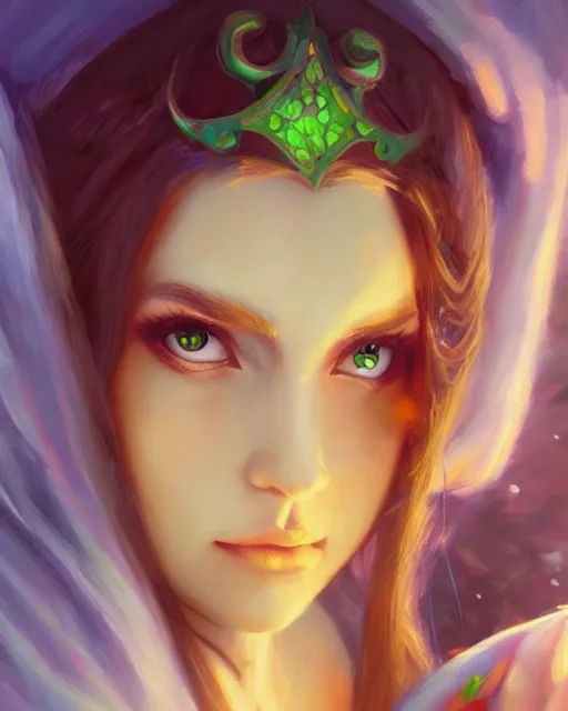 Image similar to a beautiful elf princess, oil painting, by Fernanda Suarez and ross tran