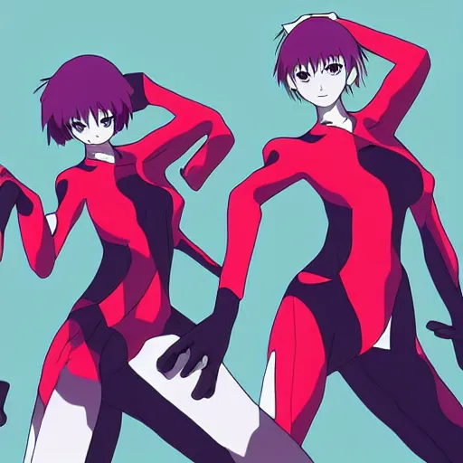 Image similar to evangelion characters dancing together,anime,artstation