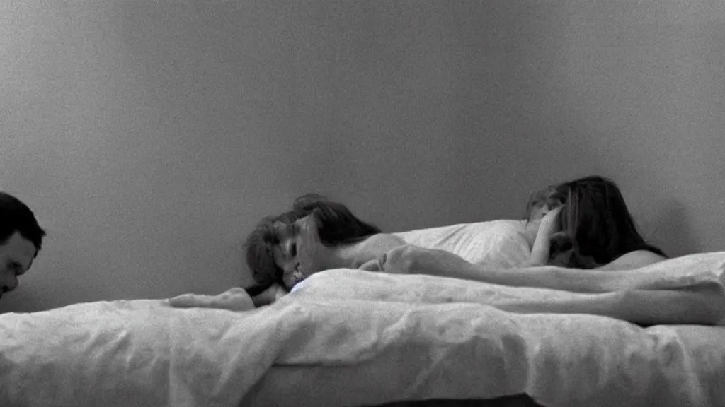 Image similar to movie still of having sleep paralysis, cinematic composition, cinematic light, criterion collection, by lars von trier