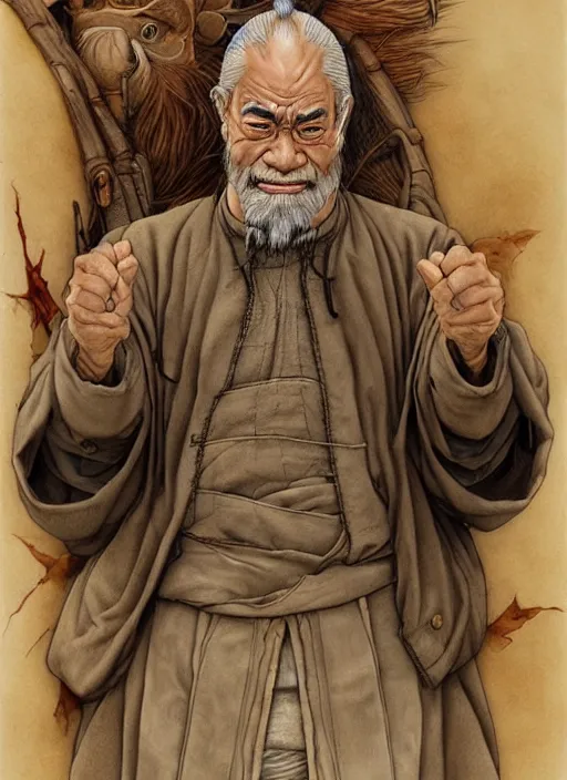 Image similar to real life Uncle Iroh, beautiful, very detailed, hyperrealistic, very detailed painting by Glenn Fabry, by Joao Ruas