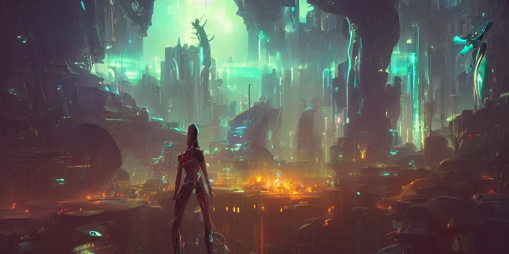 Image similar to cyberpunk world as seen from outer space concept art by pete mohrbacher and artgerm and wlop and greg rutkowski, digital art, highly detailed, intricate, sci-fi, neon colors, sharp focus, Trending on Artstation HQ, deviantart, unreal engine 5, 4K UHD image