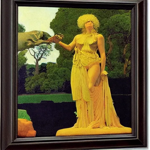 Image similar to offerings for the horse goddess by george stubbs by frederic remington by maxfield parrish