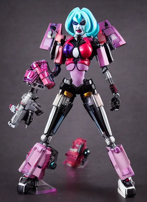 Image similar to Transformers Decepticon Harley Quinn action figure from Transformers: Robots in Disguise (2015), by Hasbro, Takaratomy, tfwiki.net photography, product photography, official media