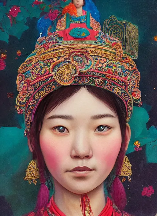 Image similar to lovely tibetan girl : : by martine johanna and simon stalenhag and chie yoshii and casey weldon and wlop : : ornate, dynamic, particulate, rich colors, intricate, elegant, highly detailed, centered, artstation, smooth, sharp focus, octane render, 3 d