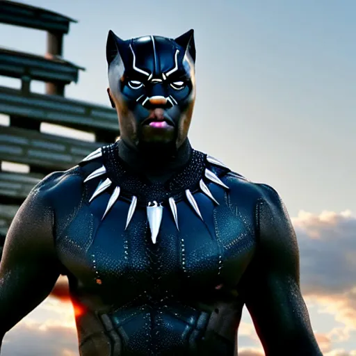 Image similar to film still of KSI as Black Panther