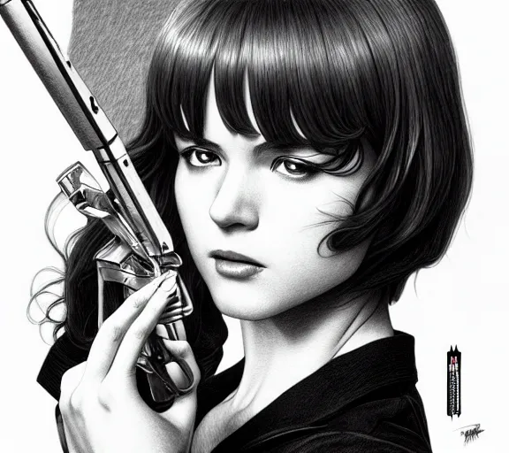 Prompt: ' pulp fiction ', beautiful shadowing, 3 d shadowing, reflective surfaces, illustrated completely, 8 k beautifully detailed pencil illustration, extremely hyper - detailed pencil illustration, intricate, epic composition, masterpiece, bold complimentary colors. stunning masterfully illustrated by artgerm, range murata, alphonse mucha.