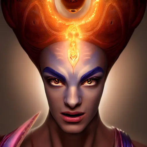 Image similar to all powerful genie, ecstatic, infinite power, manic, perfect eyes, full body shot, magical being, magic, portrait, noble, transformation, vivid colors, elegant, concept art, sharp focus, digital art, Hyper-realistic, 4K, Unreal Engine, Highly Detailed, HD, Dramatic Lighting by Brom, trending on Artstation