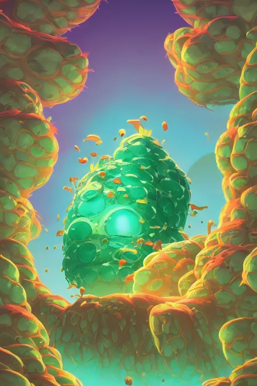 Image similar to roots cactus sushi cristal smurf ghost creature animal sushi cristal very big eye roots cactus elemental flush of force nature micro world fluo fishscale, behance hd by jesper ejsing, by rhads, makoto shinkai and lois van baarle, ilya kuvshinov, rossdraws radiating a glowing aura global illumination ray tracing hdr