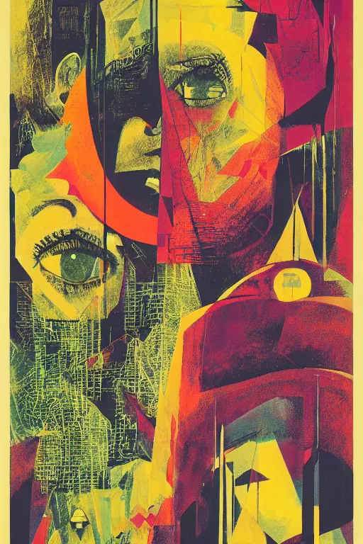 Image similar to mind wandering, poster by Steve Thomas and Richard Powers, 1960s, screen print