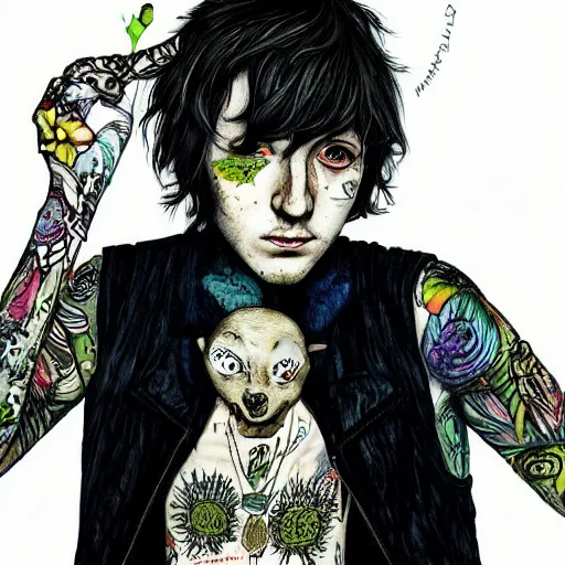 Image similar to oliver sykes in the style of chiara bautista