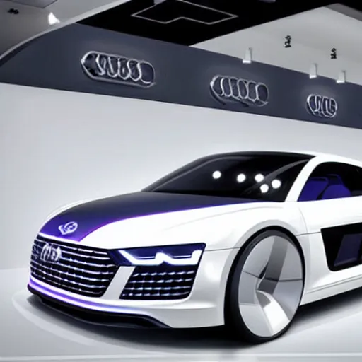 Prompt: a volkswagen audi r8 v10 concept car in a showroom :: Gran turismo concept art