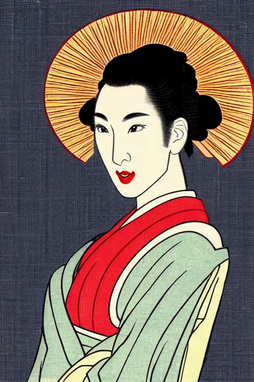 Prompt: gal gadot as Maiko in Ukiyo-e art