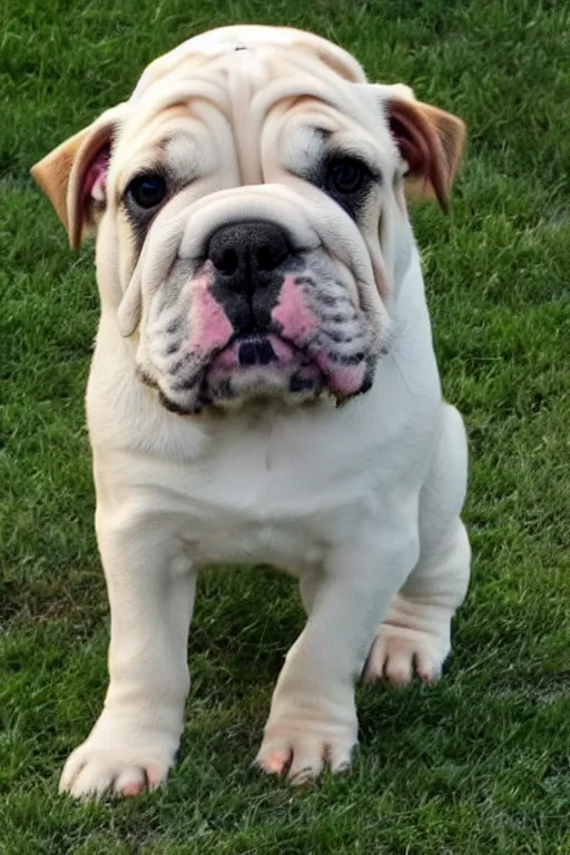 Image similar to english bulldog and golden retriever mix