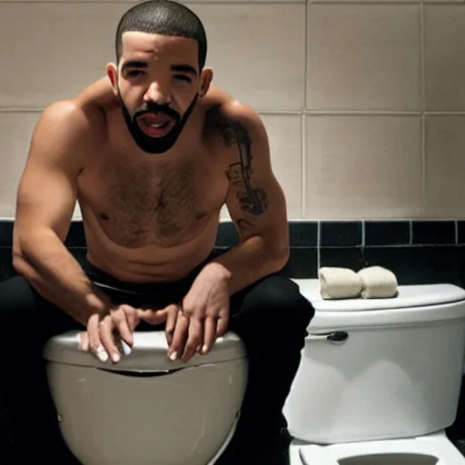 Image similar to drake farting in a toilet