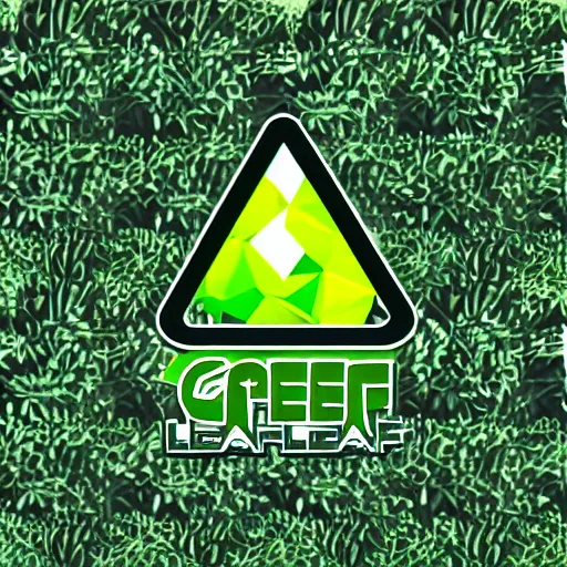 Prompt: app logo of green leaf, polygon, back background