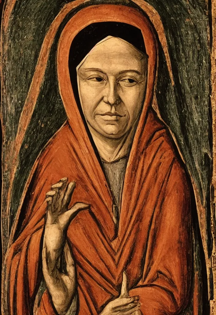 Prompt: saint mary mackillop by Duccio, circa 1285