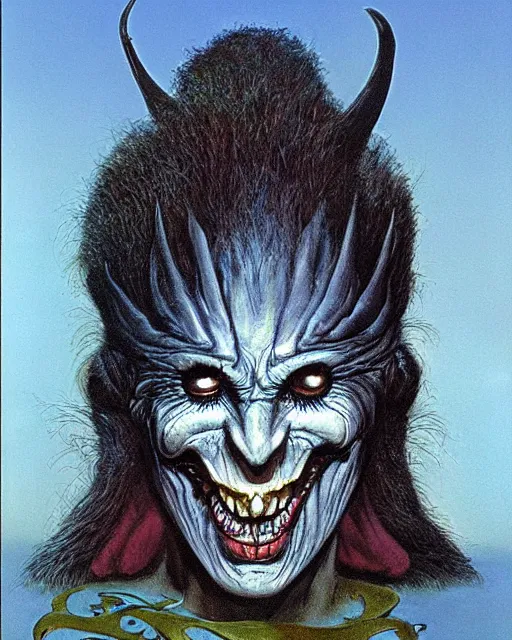 Image similar to male, dark jester by roger dean!!, by hr giger, hd, 8 k, highly detailed, sharpness!!