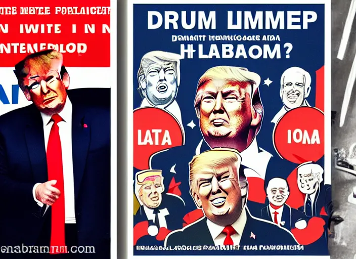 Image similar to donald trump in a communist propaganda poster promoting labour